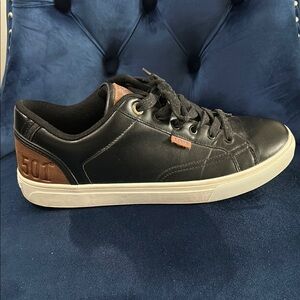 Levi's Black Sneakers with Leather Upper and White Sole